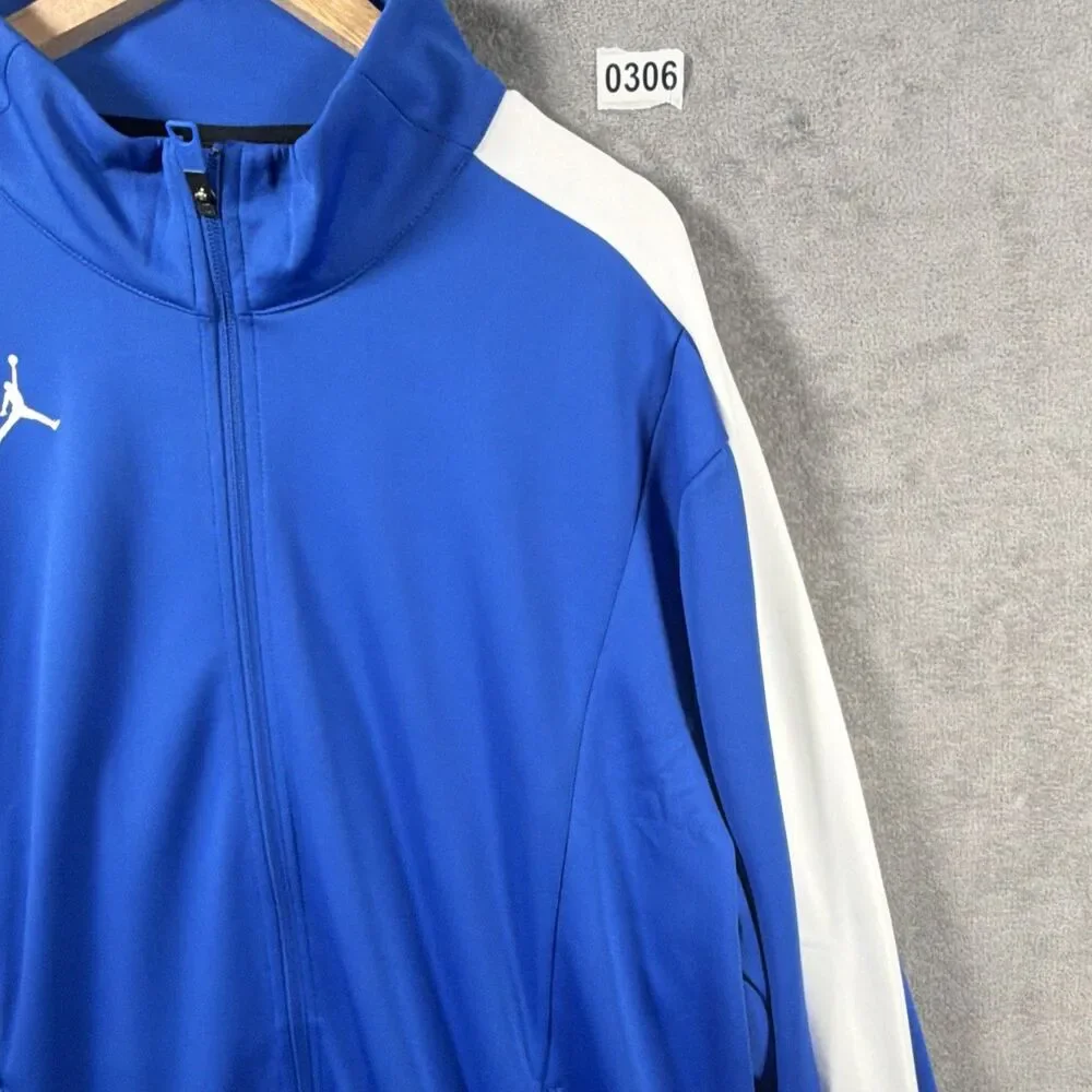 Jordan Men’s Blue/White Colorblock Track Jacket 2XL Regular Full Zip Mock Neck